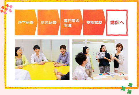 座学研修 陪席研修 専門家の指導 技能試験 講師へ
